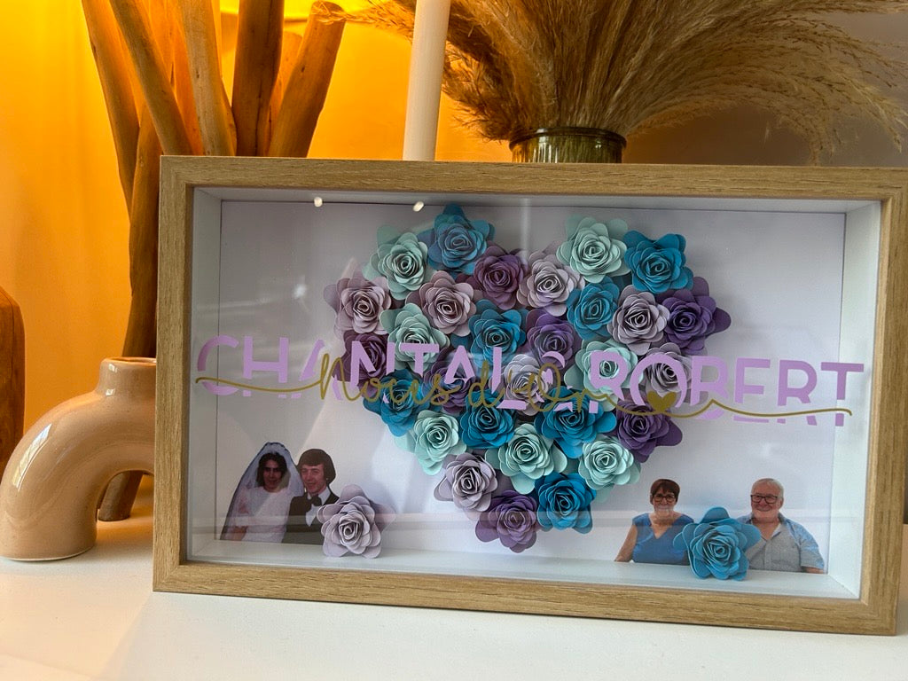Cadre à fleurs en forme de coeur